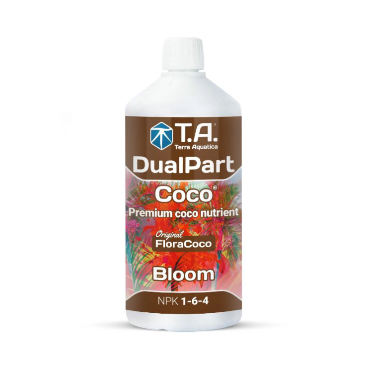 T.A DualPart Coco Bloom 1L - агрессивная формула, нацеленная на увеличение урожая на стадии цветения.  Данная уникальная формула предполагает высокий уровень содержания фосфора и других элементов, необходимых для пышного цветения. Купить в GROW-STORE